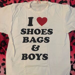 White Graphic Tee with Bold Text